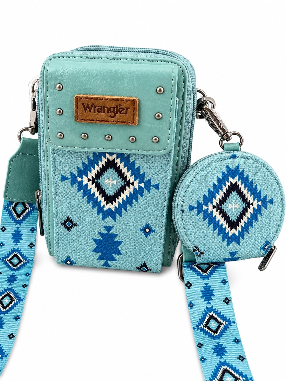Wrangler Turquoise Aztec Crossbody with Coin Pouch